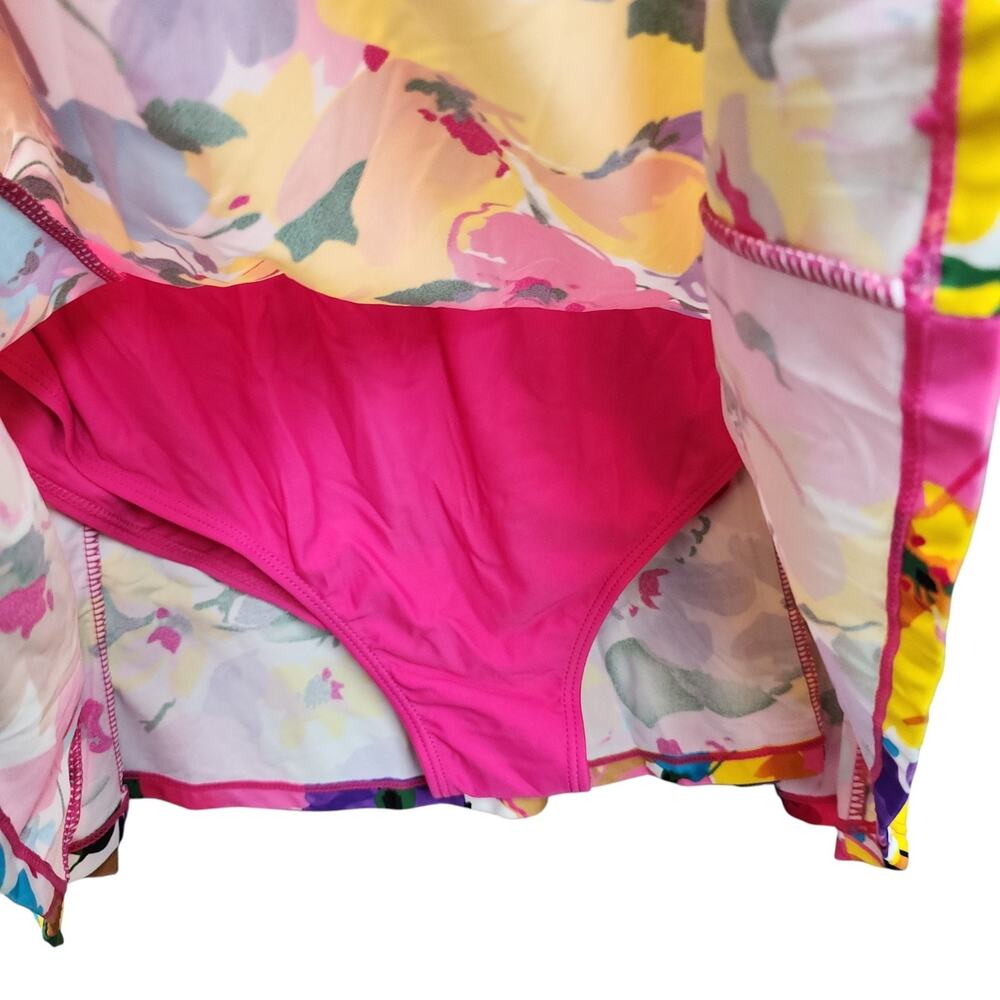 NWT Wantdo Floral Swimsuit Dress 3X 22W-24W One Piece Tie Front Pink Vacation - Picture 4 of 15